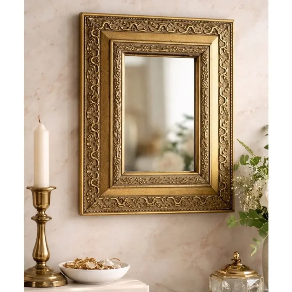 Gold Florentine Wall Mirror Ornate Vintage Accent 9x11 Hollywood Regency Pier 1